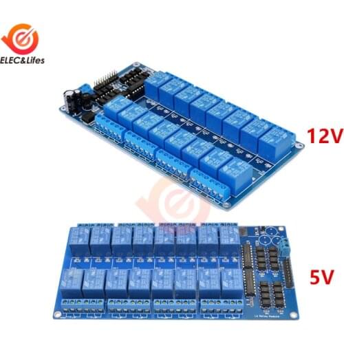16 Channel Relay Shield Module DC 5V 12V 24V with Optocoupler LM2576 Microcontrollers Interface Power Relay For Arduino DIY Kit