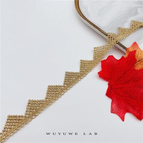 2Yards Gold Triangle Hollowing Out Lace Ribbon Trims For DIY Wedding Cosplay Clothes Sewing Fabric Handmade Headwear Ornaments