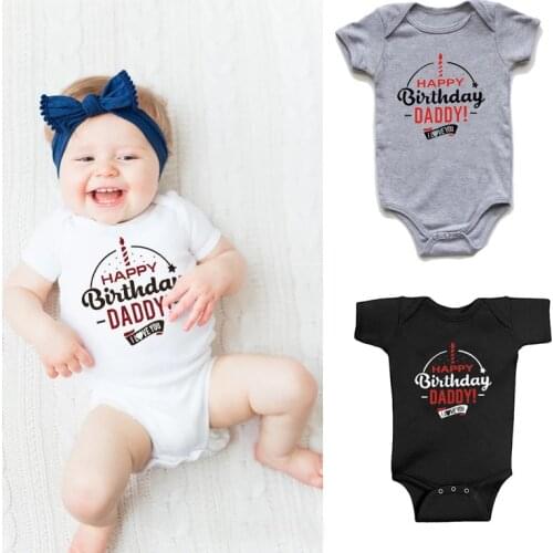 2021 Happy Birthday Daddy Baby Onesie Funny Graphic Printed Bodysuits Baby Grow for Infant Toddler Boys Girls Jumpsuit 0-24M