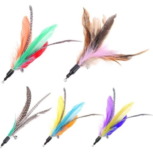 5pcs/lot Colorful Cat Toys Feather Replacement Head Cat Wand without Stick Cat Kitten Interactive Pet Products Random Color