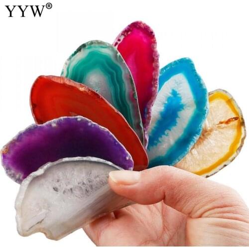 5pcs Natural Onyx Charms Pendants Hole Multi Colorful Slice Irregular Natural Agat Crystal Stone Quartz Wholesale Place cards