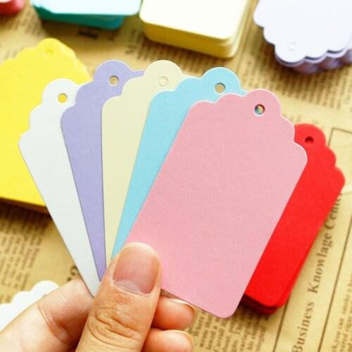 50pcs Colorful Paper Label Tags Handmade Wedding Favors Craft Gift Hang Tag Packaging Label Price Tags DIY Cloth Sewing Supplies
