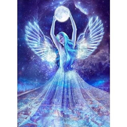 5D DIY Diamond painting Beauty angel moon goddess Cross stitch Full Square round Diamond embroidery Full display Mosaic Decor