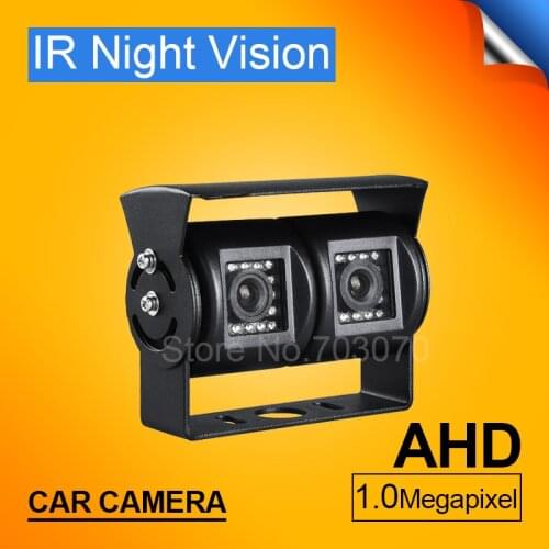 AHD Dual Camera 3.6mm Lens Waterproof Rear View Car Camers With IR Night Vision 1.0MP 1.3MP Bus Taxi Camera Free Shipping
