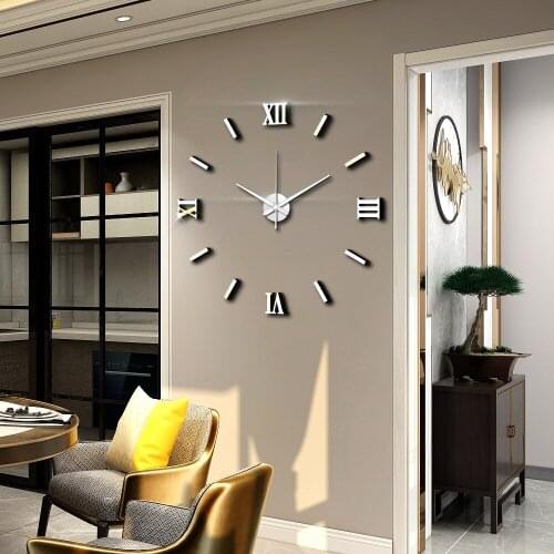 Modern Art 3D DIY Acrylic Mirror Wall Sticker Clock Home Decoration Simple Useful Functioning for Living Room Bedroom Kitchen