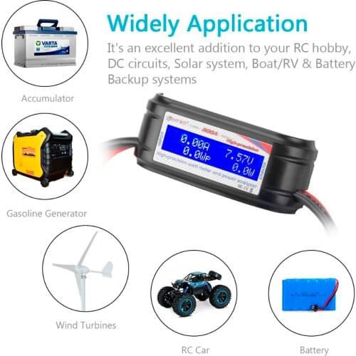 HTRC 60V 200A Power Analyser Multifunctional High Precision Watt Meter Voltage Amp Meter Power Analyzer 8 Gauge Wire