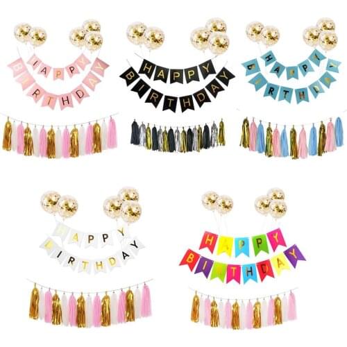 Paper Bunting Garland Banners Flags Happy Birthday Banner Boys Girl Baby Shower Decoration Wedding Birthday Party Supplies Decor