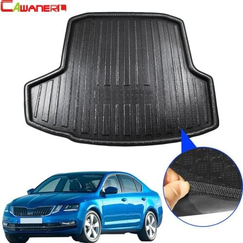 Cawanerl Car Tray Boot Liner Tail Trunk Mat Rear Floor Carpet Cargo Mud Kick Pad For Skoda Octavia Sedan Hatchback 2014-2018