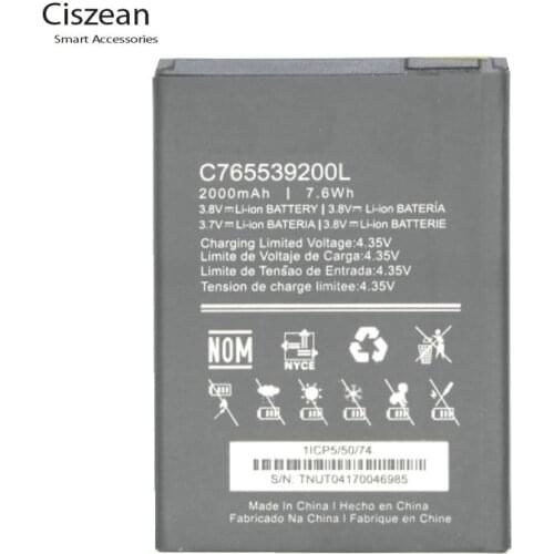 Ciszean 1x 3.7V 2000mAh Replacement Battery C765539200L For BLU Studio G2 HD S530 S550Q X8 HD C765 batteries