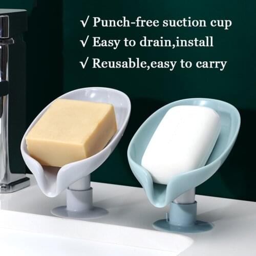 Leaf-shaped Soap Holder Soap Dish on a Suction Cup Drain Rack Soap Dish for Bathroom Toilet Detergent Box Support Dropshipping