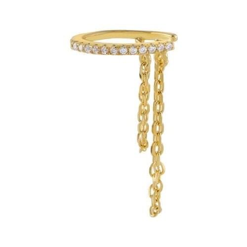 Double-chain encrusted ear clip Europe and the United States earless hole ear bone sandwich layer pendant zircon earrings