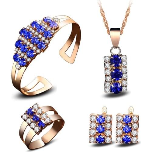 Elegant OL White Shiny Crystal Rhinestone AAA High-quality Jewelry Pendant Necklace Earring Ring Bracelet set suitnoble ladys