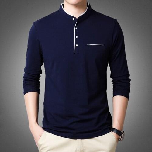 T Shirt Red Black Gray Fashion Summer Youth Mens Long-sleeved T-shirt Solid Color T-shirt Stand Casual T Shirts