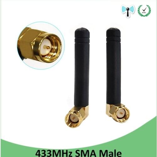 10pcs 433MHz Antenna 2.5dbi SMA Male Connector 433 MHz antena Small size elbow rubber antenne Wireless Receiver for Lorawan