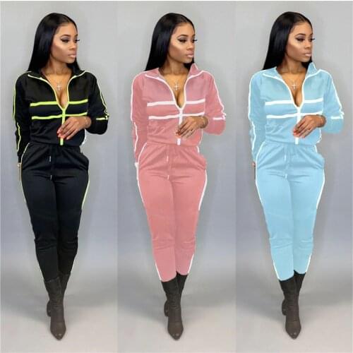 Imcute Women Sets Autumn Sport Suit Plus Size Solid Long Sleeve Short Coat Long Pants Tracksuits Women Ropa Mujer Подходить 2020