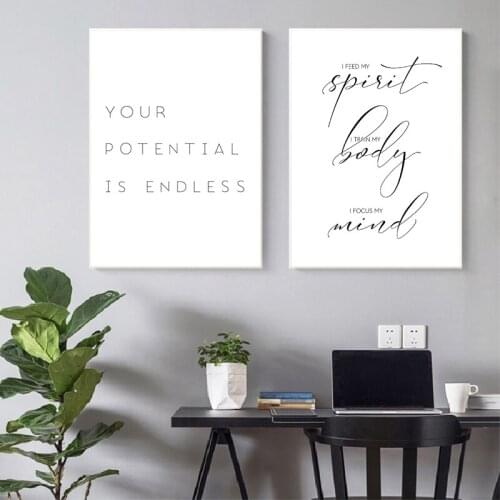 Canvas Painting Modular Pictures Home Decor Nordic Spirit Body Mind Positive Posters Prints Minimalist Motivational Zen Wall Art