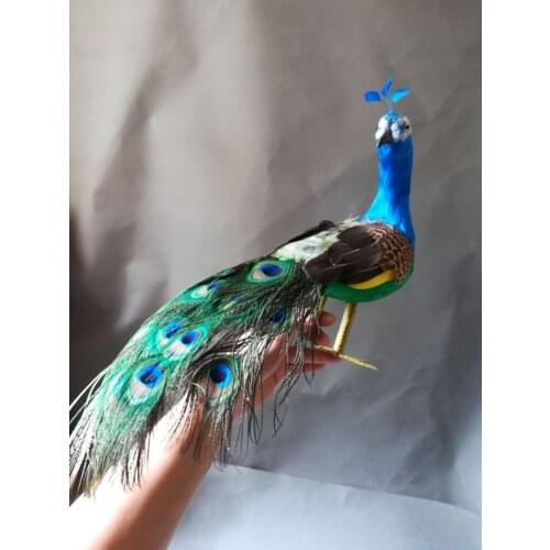 About 45cm beautiful feathers peacock bird hard model prop handicraft,home garden decoration party ornaments Xmas gift b3000