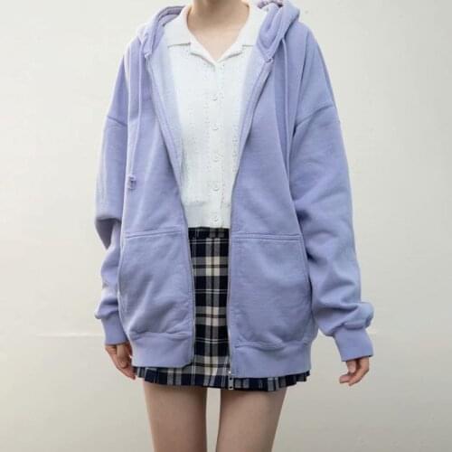 Oversize Girls Soft Hooded Fleece Jackets 2021 Spring Fashion Ladies Vintage Cotton Coats Streetwear Women Chic Long Outerwear