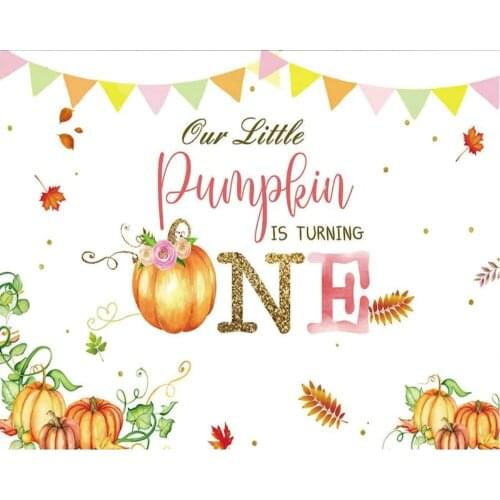 Cartoon Pumpkin Maple Leaf Birthday Party Backdrop Baby Shower Room Decor Photo Booth Studio Prop
