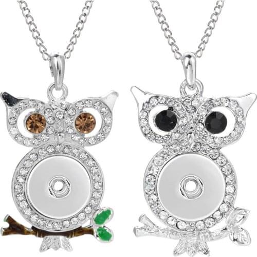 New Owl Snap Necklace 18/20mm Snap Button Pendant Necklace For Woman DIY Snap Jewelry Christmas Gift