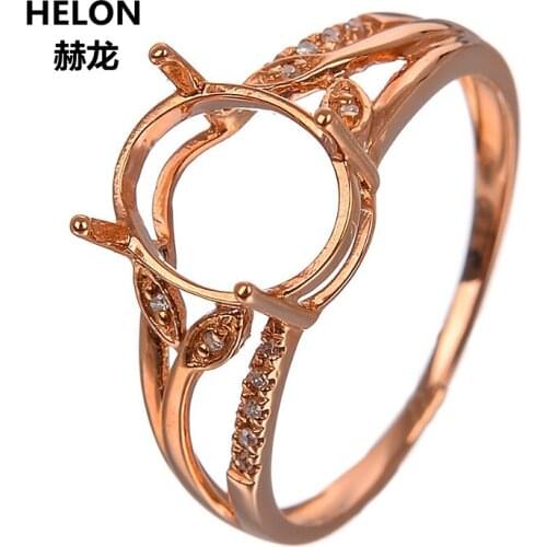 Solid 14k Rose Gold Natural Diamonds Engagement Wedding Ring 7x9mm Oval Cut Semi Mount Ring Yellow Rose Gold Optional