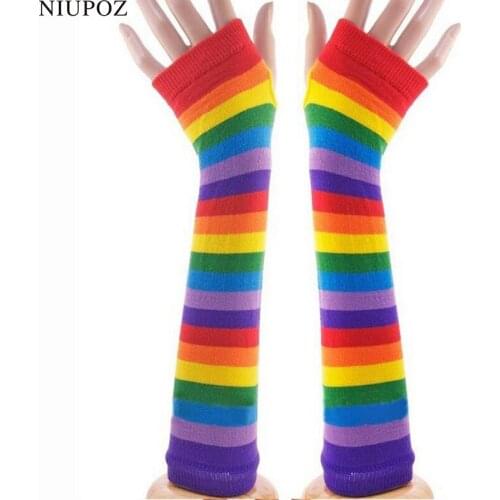 Fashion Lovely Ladies Girl Knitted Long Gloves Winter Warm Women Arm Elbow Warmer Fingerless Dance Gloves Mittens Cute Sock G59