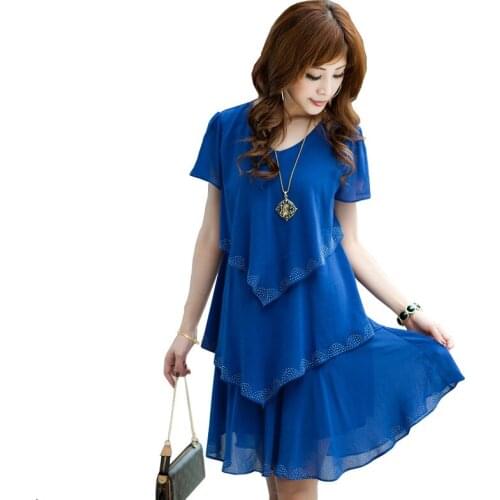Casual Plus Size 4XL 5XL Womens Clothing 2020 Summer Chiffon Dress Women korean Short Sleeve Ruffled Dresses Mini Vestidos Q45