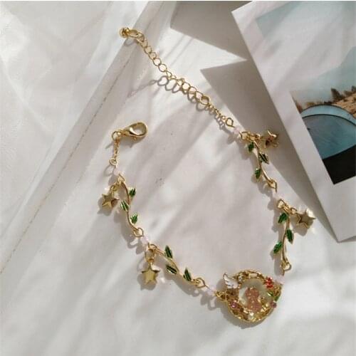 Lovely Stars Cat Branch Charm Bracelet for Women Delicate Gold Color Link Chain Baby Girl Bracelet Pulsera Mujer Boho Jewelry