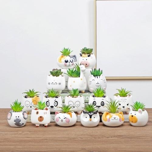 Simple and fashionable ceramic succulent plant pots animal flower jar ornaments novelty gifts