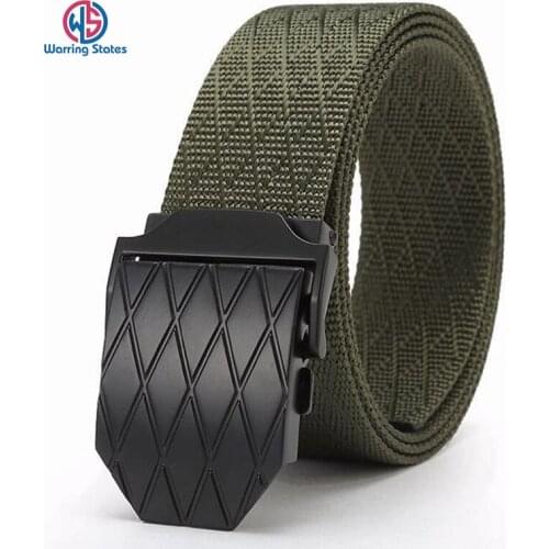 New Diamond Pattern Unisex Top Quality Tactical Belt 3.8cm Wide Casual Outdoor Alloy Canvas Belt Automatic Buckle Men Belt
