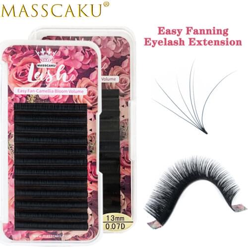 MASSCAKU Easy Fan Eyelash Extension Cashmere Easy Fan Lashes 1s Blooming Fans Fast Fanning Lash Extension for Mackup Beauty