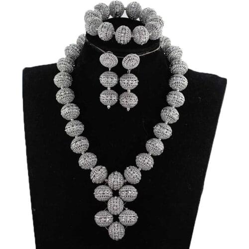 Luxury Sliver/Gold Hollow-Out Sphere Jewelry Set Accessories Dubai Arab Wedding Jewelery LC014