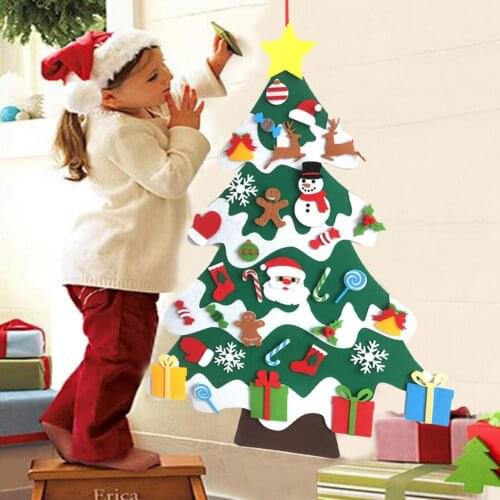 Christmas Tree DIY Felt Christmas Tree Merry Christmas Decorations For Home 2022 Cristmas Ornament Navidad Gifts Santa Claus
