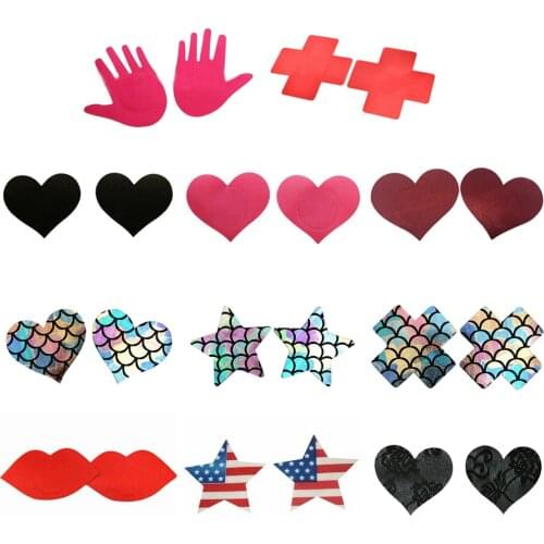 Sexy Women Sequin Nipple Covers Heart Shape Nipple Stickers Pasties Sex Product Chest Stickers 2 /5Pair