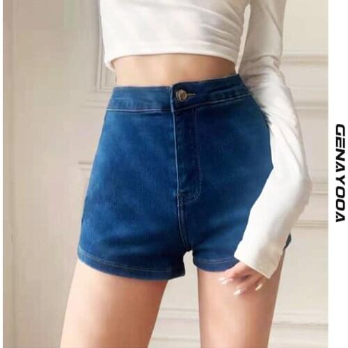 Genayooa Push Up High Waist Shorts Women Sexy Skinny Short Feminino 2021 Summer Korean Style Mini Hot Ladies Chic Femme