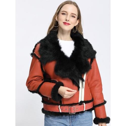 Toscana Women Coat Winter Lamb Leather Jacket For Ladies Wholesale Suede Real Wool Sheepskin Fur Coat