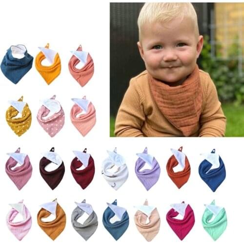 1pc Baby Bibs Cotton Accessories Newborn Solid Color Snap Button Soft Triangle Saliva Towel Feeding Drool Bibs 45BF