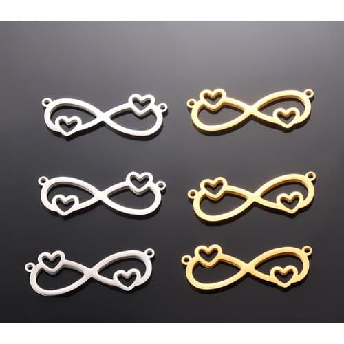 10pcs/lot Wholesale Stainless Steel Love Infinite Hollow Bracelet Connectors Necklace Charms Pendant DIY Jewelry Making Findings