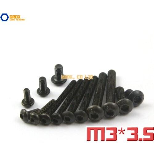 200 Pieces M3 x 3.5mm 10.9 Grade Alloy Steel Hex Socket Pan Head Button Head Allen Bolt Screw