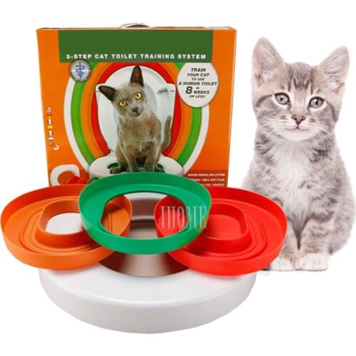 3 Step Cat Toilet Training System Kit Colourful Plastic Training Quickly Easy to Use Human Toilet 8 weeks or less Pet Supplies