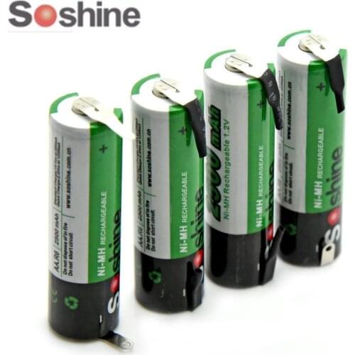 4pc/set Soshine AA NiMH 2500mAh 1.2V rechargeable battery with tab Spot welding battery