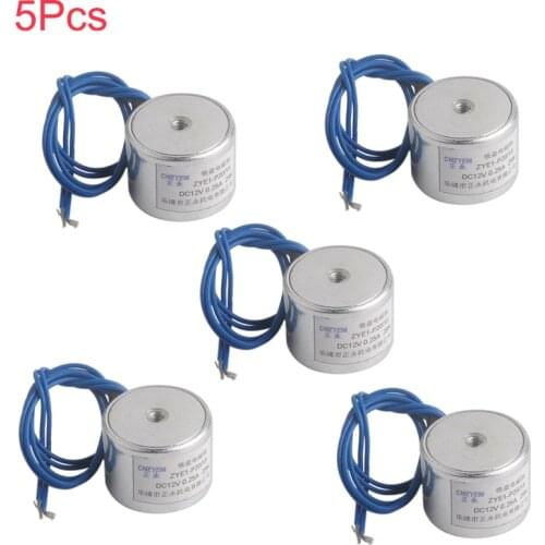 5Pcs P20/15 20*15mm Holding Electric Magnet, Suction 2.5KG/25N Solenoid Electromagnet Electric Lifting Holder, DC12V XZ1457