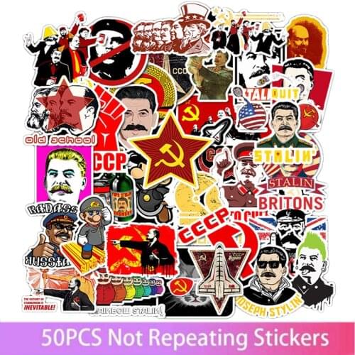 50pcs Russian WWII suitcase trolley case car skateboard cartoon travel adventure stickers waterproof