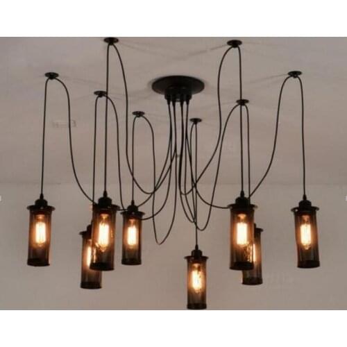 6 arms Vintage industrial Nordic Chandelier Edison Bulb Loft Retro Ceiling pendant lamp Spider indoor Art Lights dining lamps