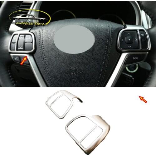 ABS Chrome For Toyota Highlander Kluger 2014-2019 Accessories Car Sticker Styling Car Steering Wheel Button Frame Cover Trim