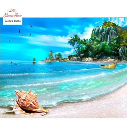 GOLDEN PANNO Diamond Painting Full Square 5D Diy Daimond Embroidery Diamant Mosaic Sale rhinestones pictures Summer Sea Plant03