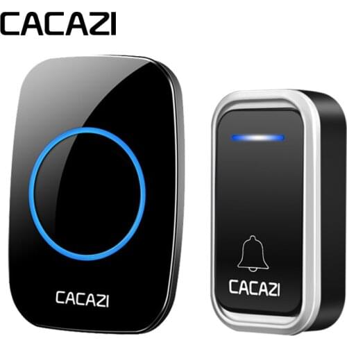 CACAZI Wireless Waterproof Doorbell Smart Remote 300M LED Intelligent Battery Button Calling Door Bell EU Plug 38 Chime 3 Volume