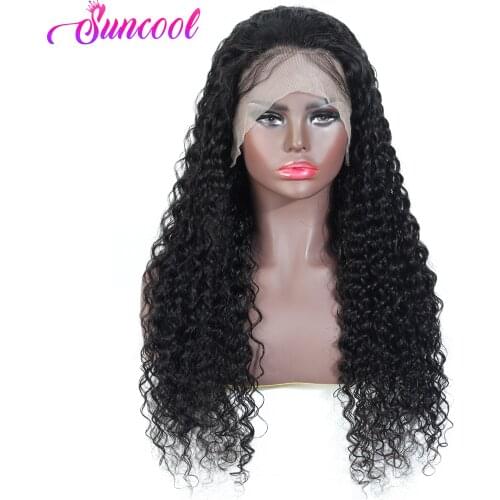 Brazilian Deep Wave Human Hair Wigs 150% Density 13X4 Suncool Hair Deep Wave Lace Front Wig Non-remy 4x4 Lace Closure Wig