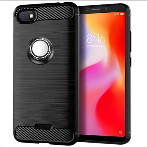 For Xiaomi Redmi 6A Case Luxury Brushed Carbon Fiber Phone Case For Xiaomi Redmi 6A Magnetic Ring Holder Cover Case