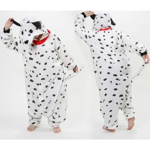 Dalmatian Cosplay Costume Spotty Dog Pointers Winter Polar Fleece Onesie Pijamas Hoodie Pajamas Sleepwear Adults Party Dress